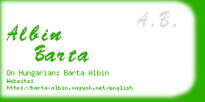 albin barta business card